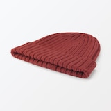 おでこのチクチクを抑えた　ウール混　リブ編み　ワッチ