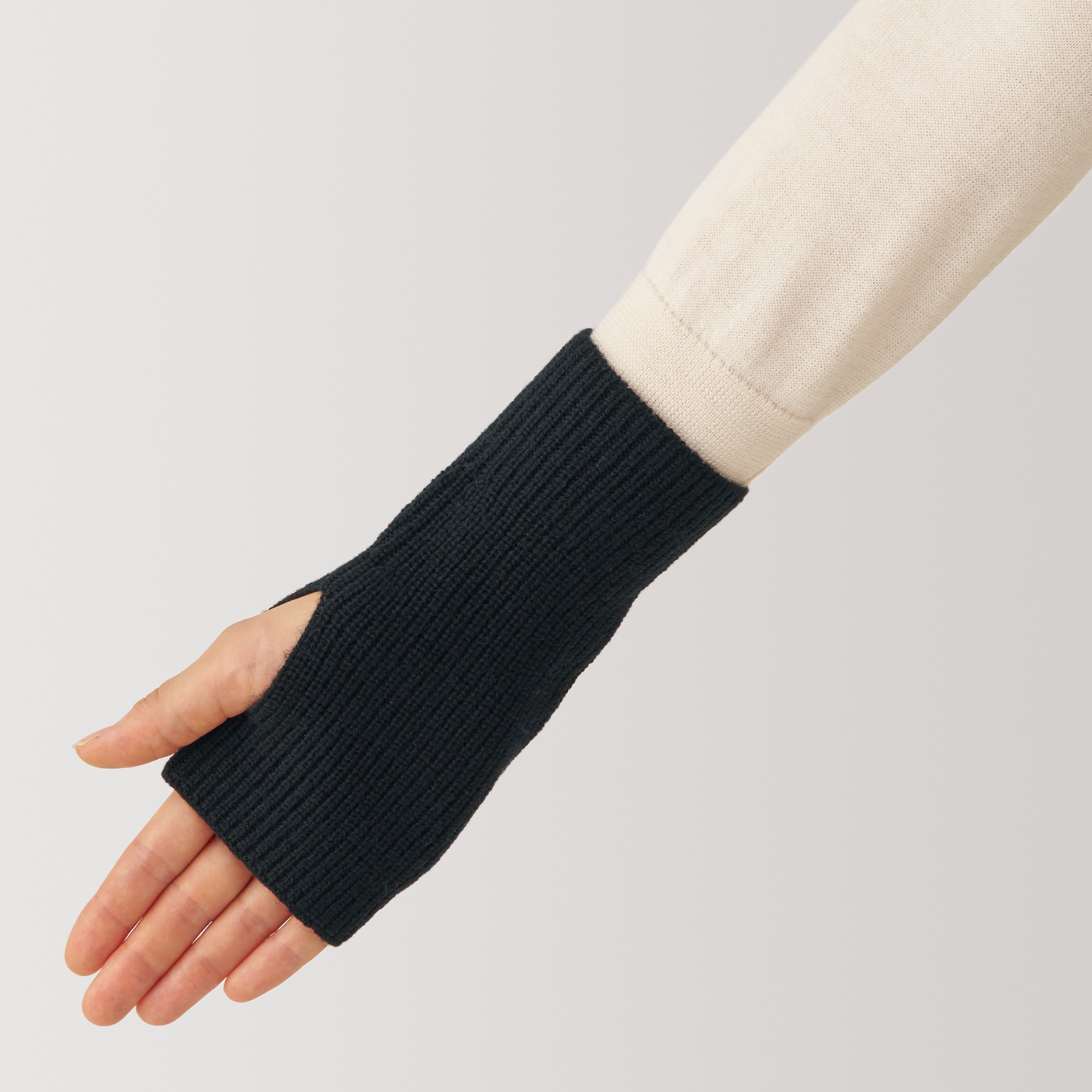 ウール　畦編み　ハンドウォーマー