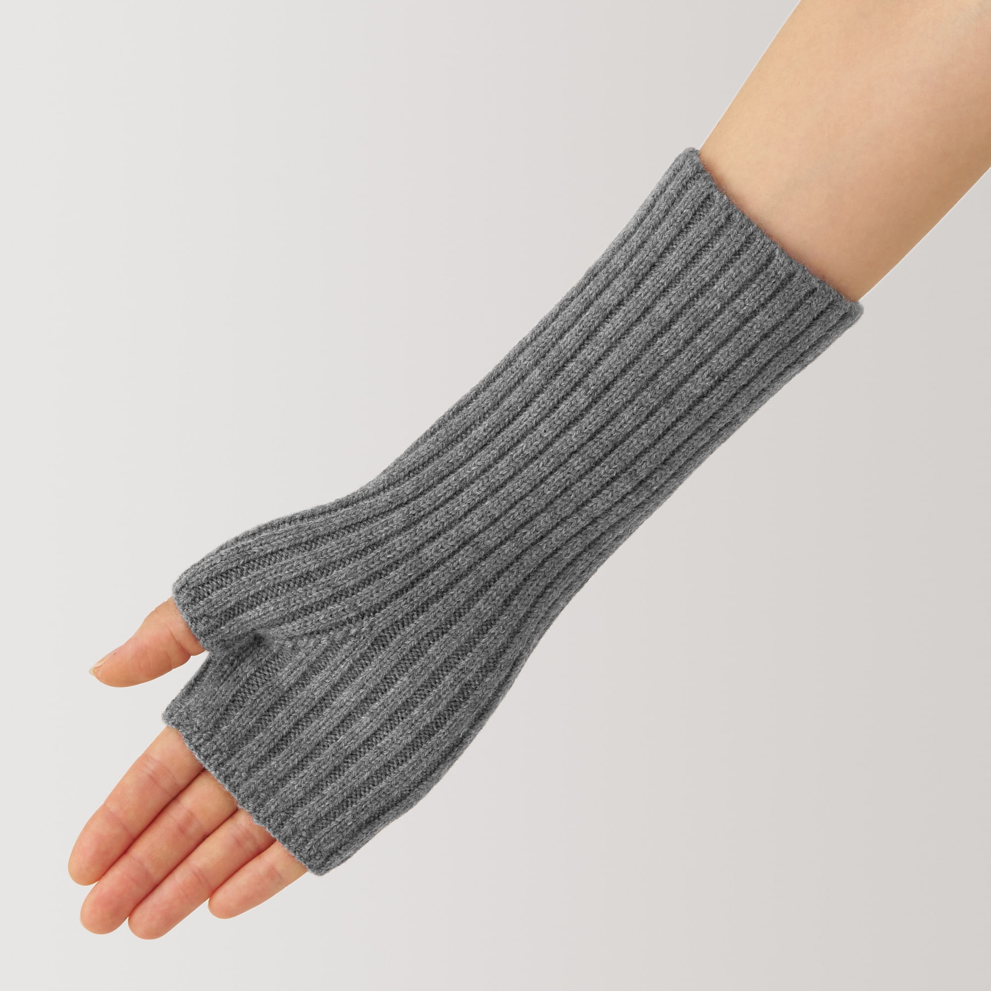 ウール　リブ編み　アームウォーマー