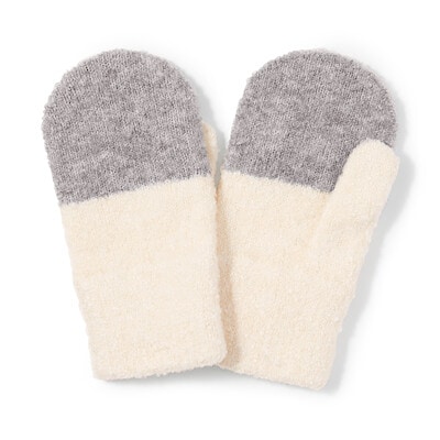 ベビー　綿混ブークレ　のびのび　ミトン