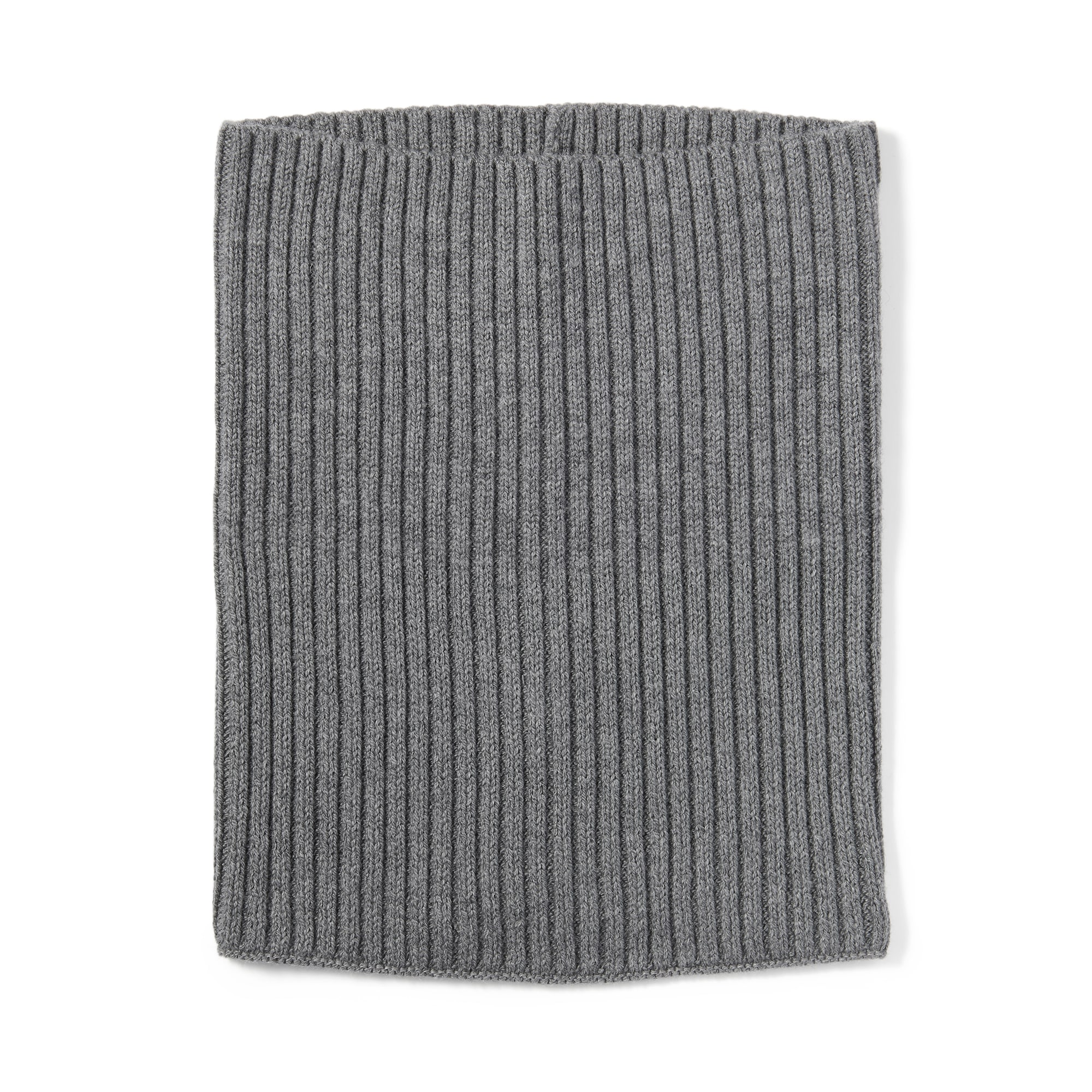 首のチクチクを抑えた　ウール混　リブ編み　ネックウォーマー