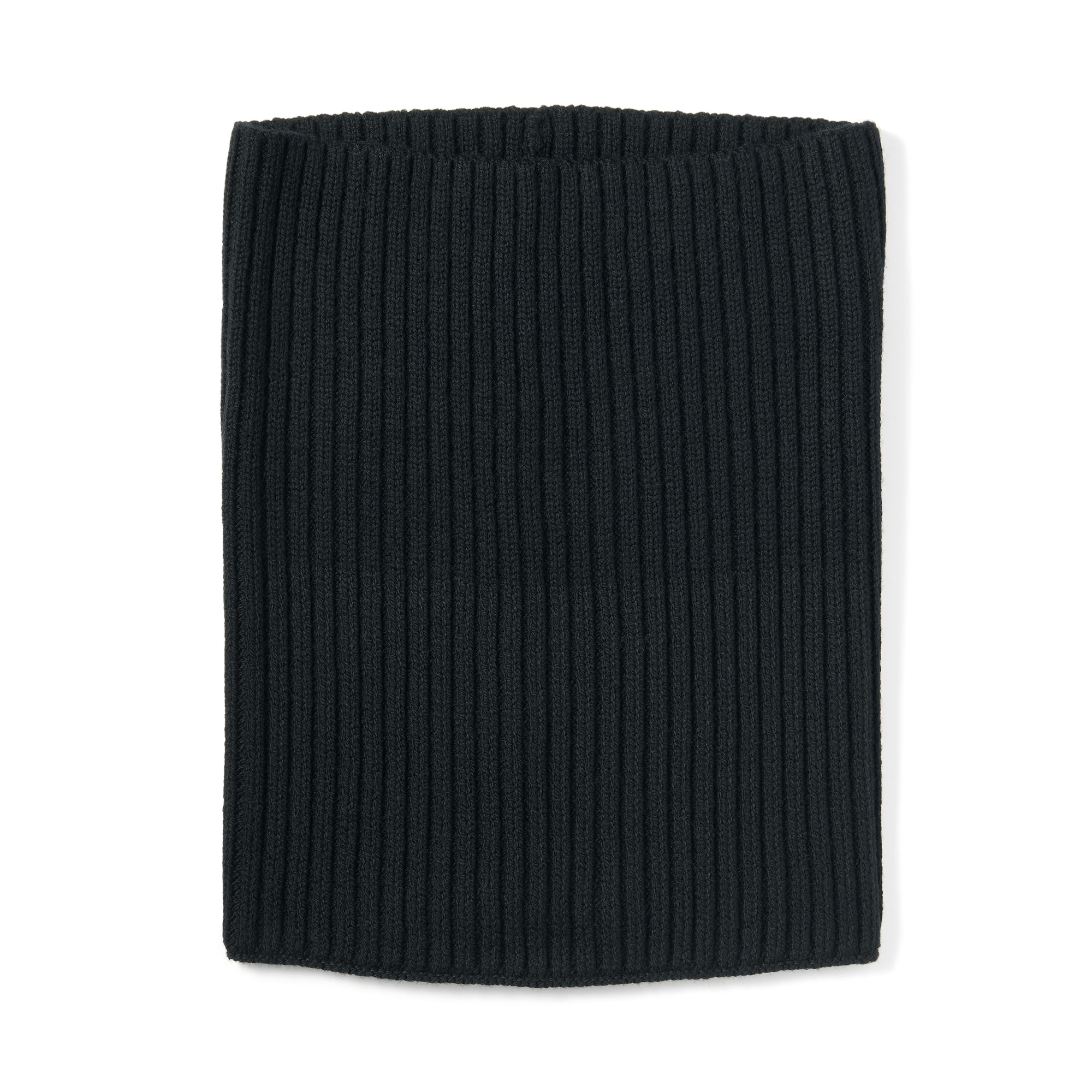 首のチクチクを抑えた　ウール混　リブ編み　ネックウォーマー