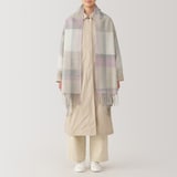 ウール　ひざ掛けにもなる　大判ストール（チェック）