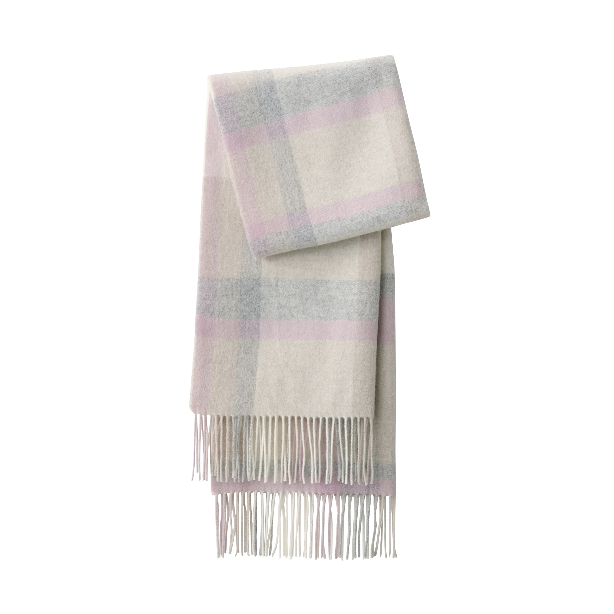 ウール　ひざ掛けにもなる　大判ストール（チェック）