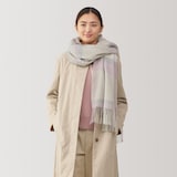 ウール　ひざ掛けにもなる　大判ストール（チェック）