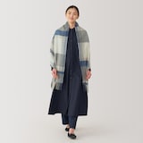 ウール　ひざ掛けにもなる　大判ストール（チェック）