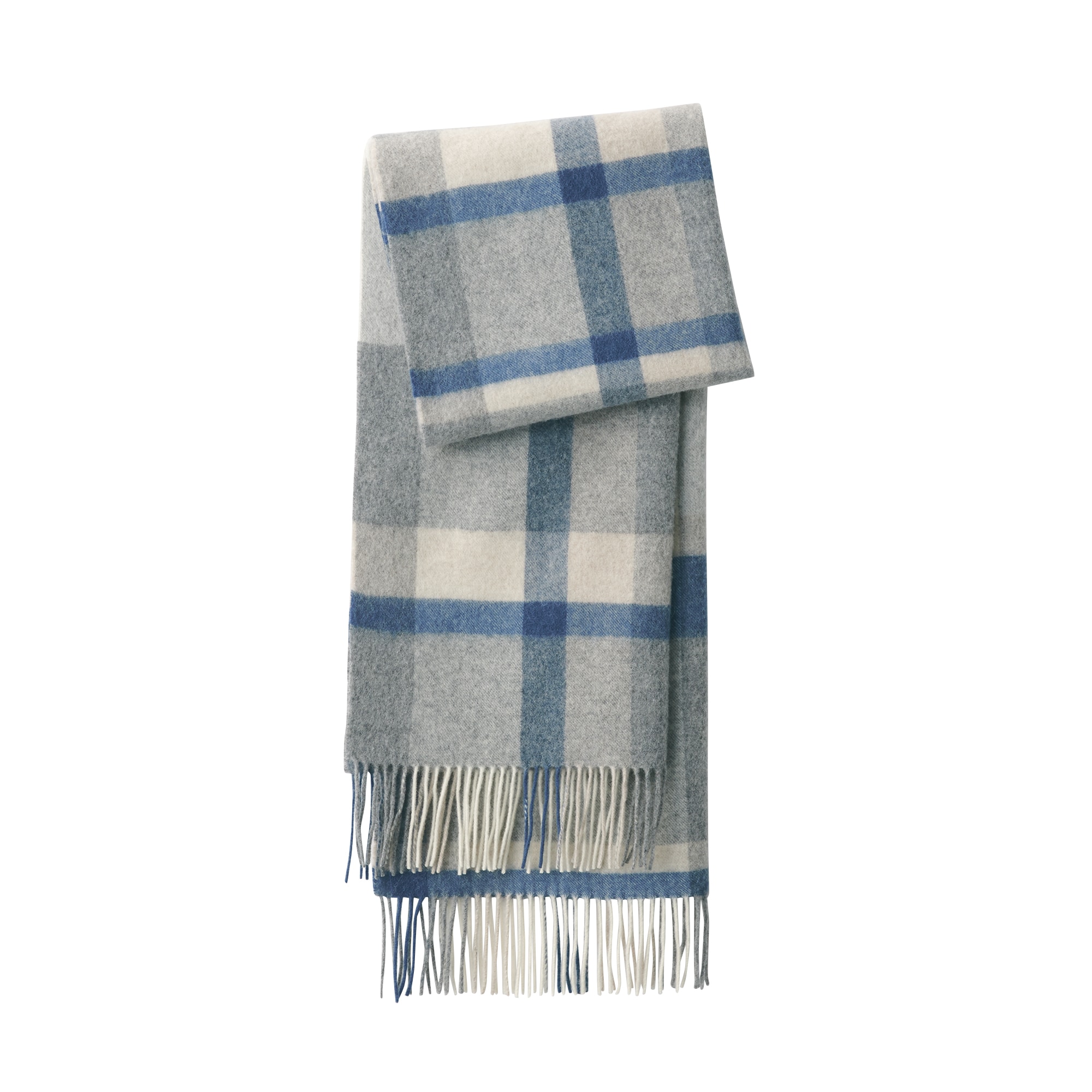 ウール　ひざ掛けにもなる　大判ストール（チェック）