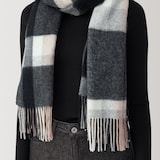 ウール　ひざ掛けにもなる　大判ストール（チェック）