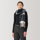 ウール　ひざ掛けにもなる　大判ストール（チェック）