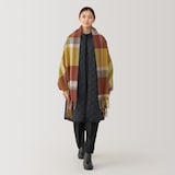 ウール　ひざ掛けにもなる　大判ストール（チェック）