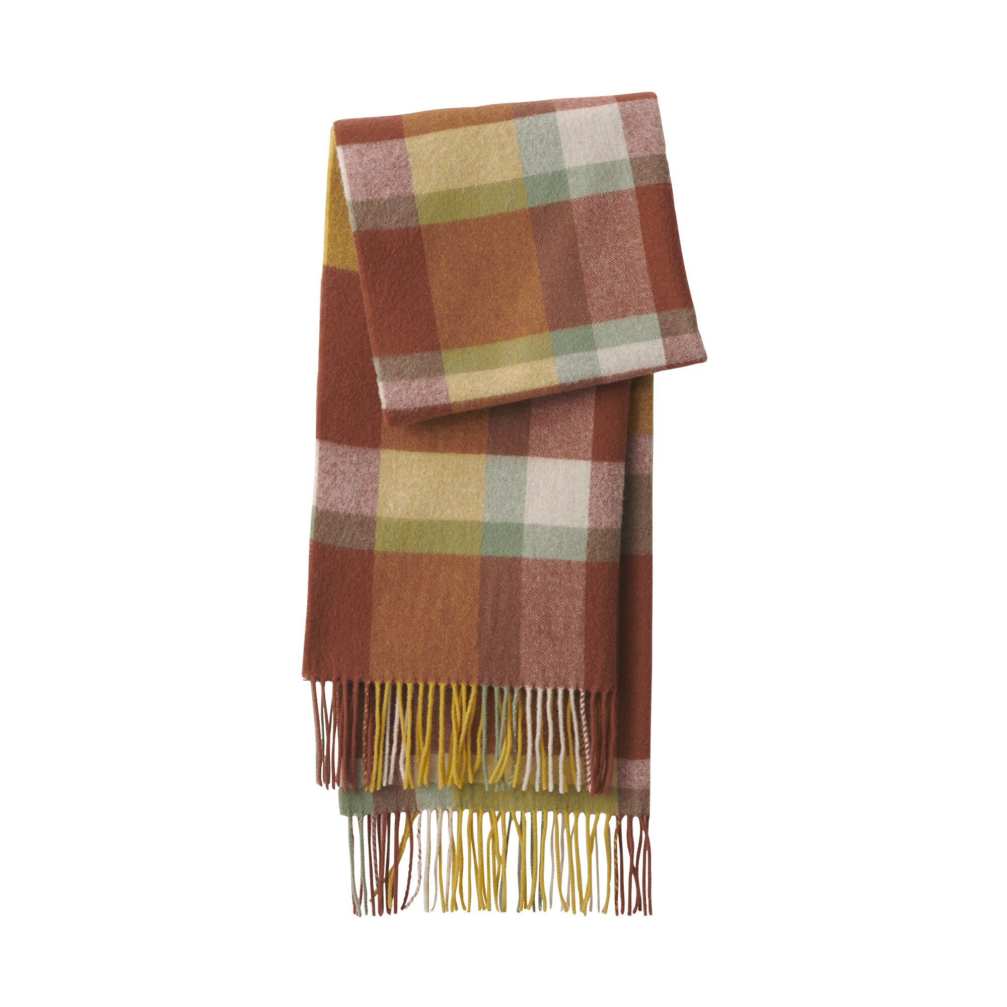 ウール　ひざ掛けにもなる　大判ストール（チェック）