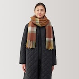 ウール　ひざ掛けにもなる　大判ストール（チェック）