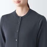 婦人　洗えるウールハイゲージクルーネックカーディガン