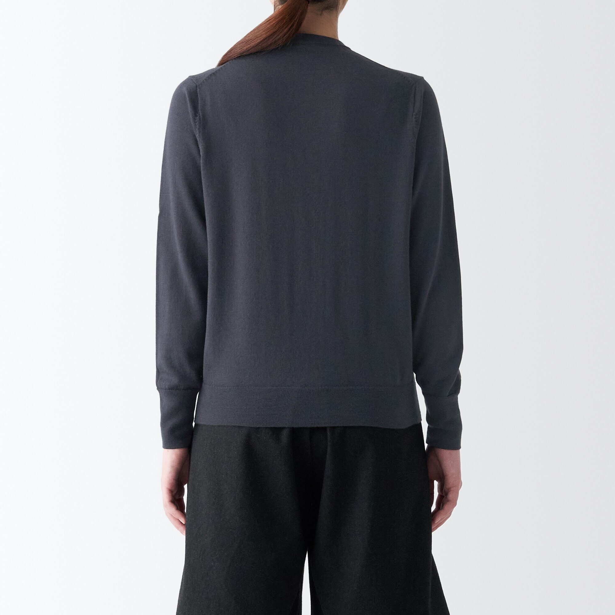 婦人　洗えるウールハイゲージクルーネックカーディガン