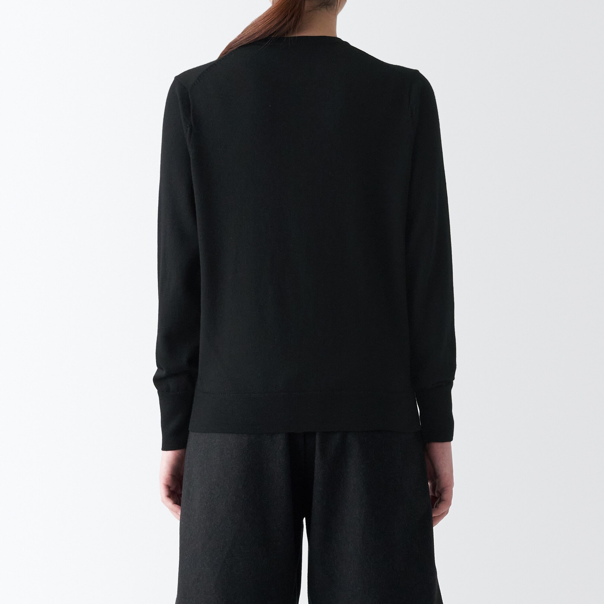 婦人　洗えるウールハイゲージクルーネックカーディガン