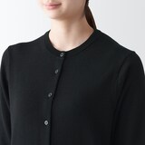 婦人　洗えるウールハイゲージクルーネックカーディガン