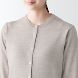 婦人　洗えるウールハイゲージクルーネックカーディガン