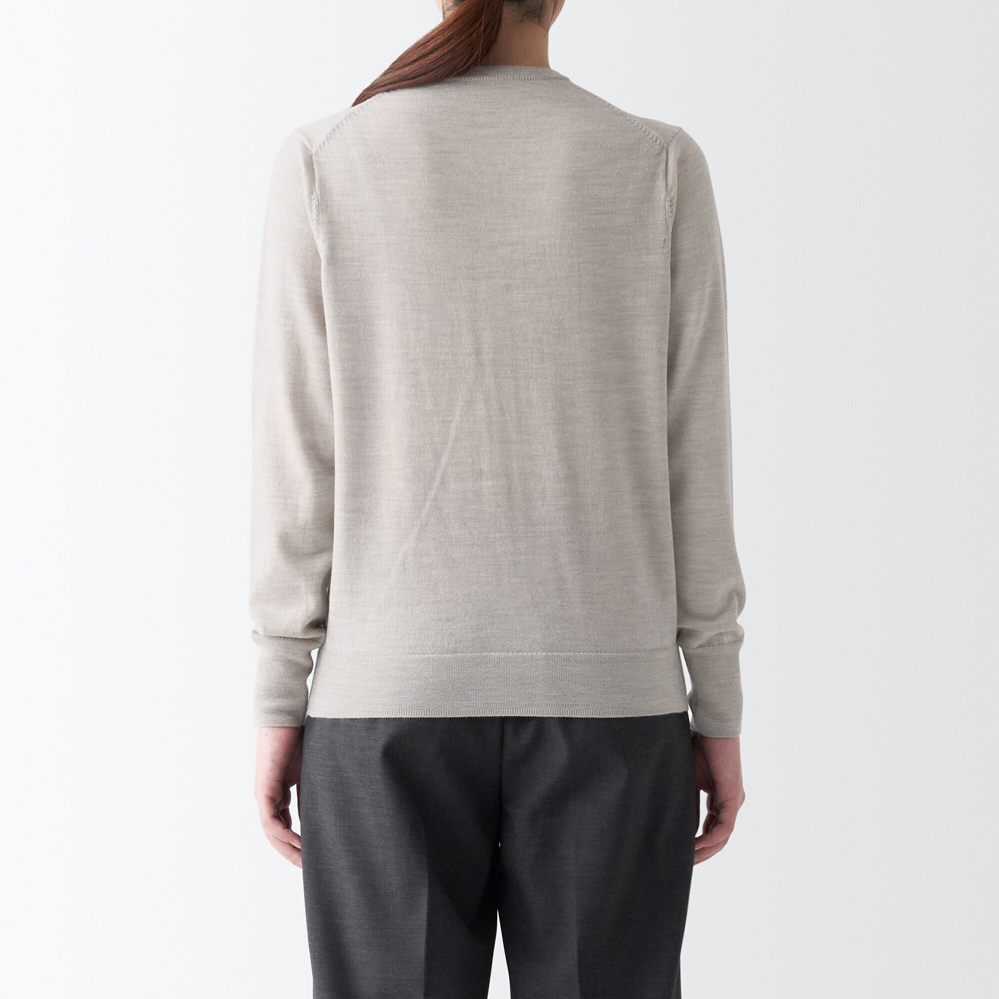 婦人　洗えるウールハイゲージクルーネックカーディガン