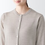 婦人　洗えるウールハイゲージクルーネックカーディガン