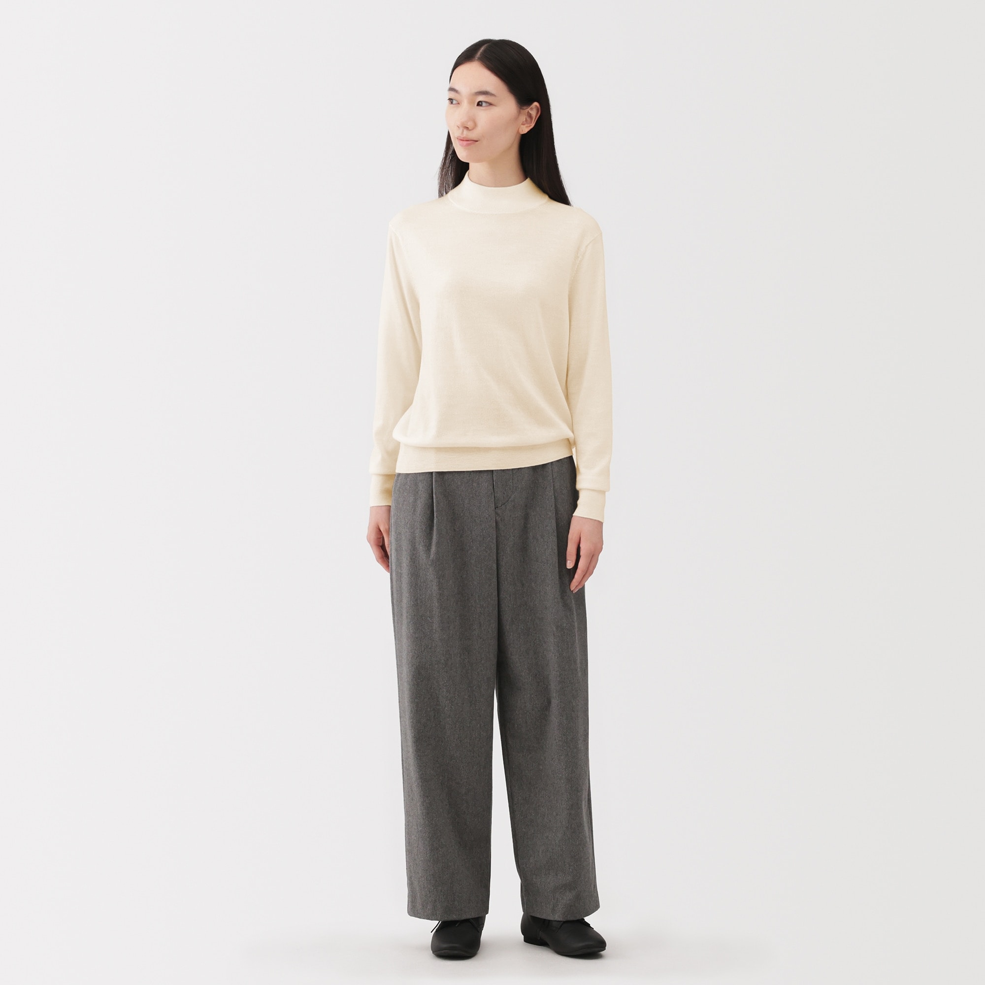 婦人　洗えるウールハイゲージハイネックセーター