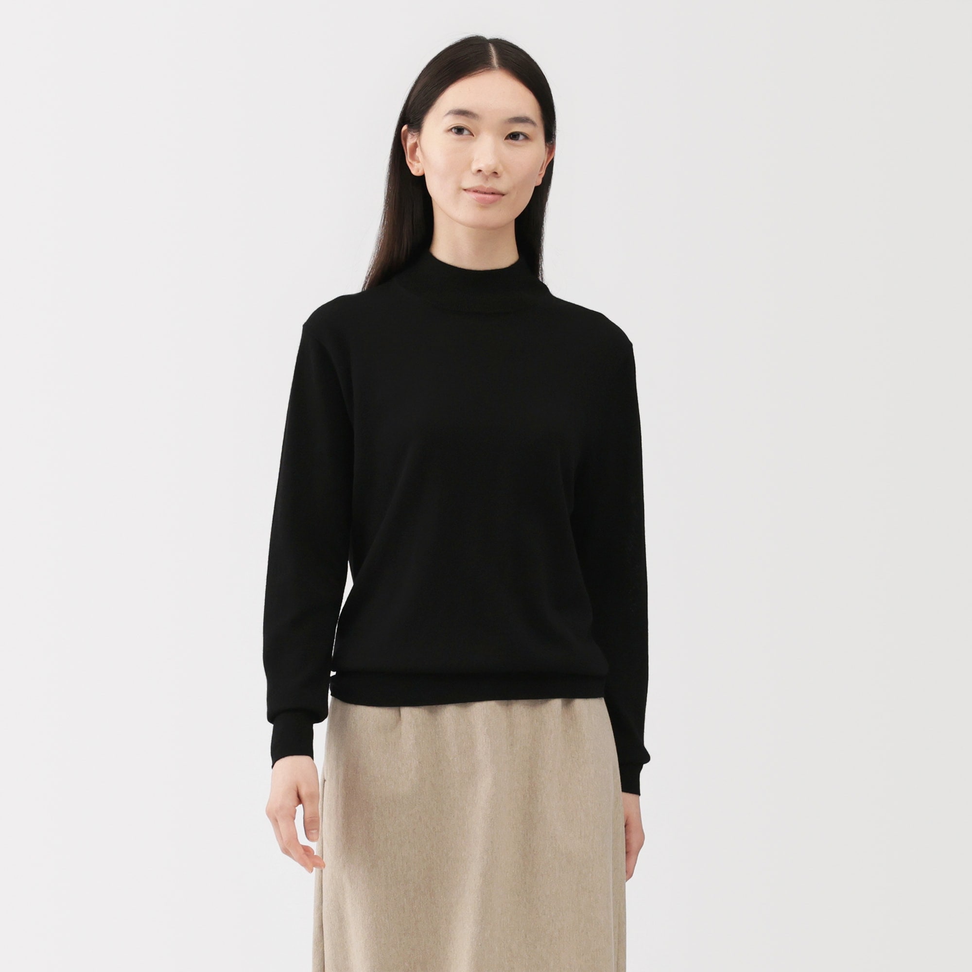 婦人　洗えるウールハイゲージハイネックセーター