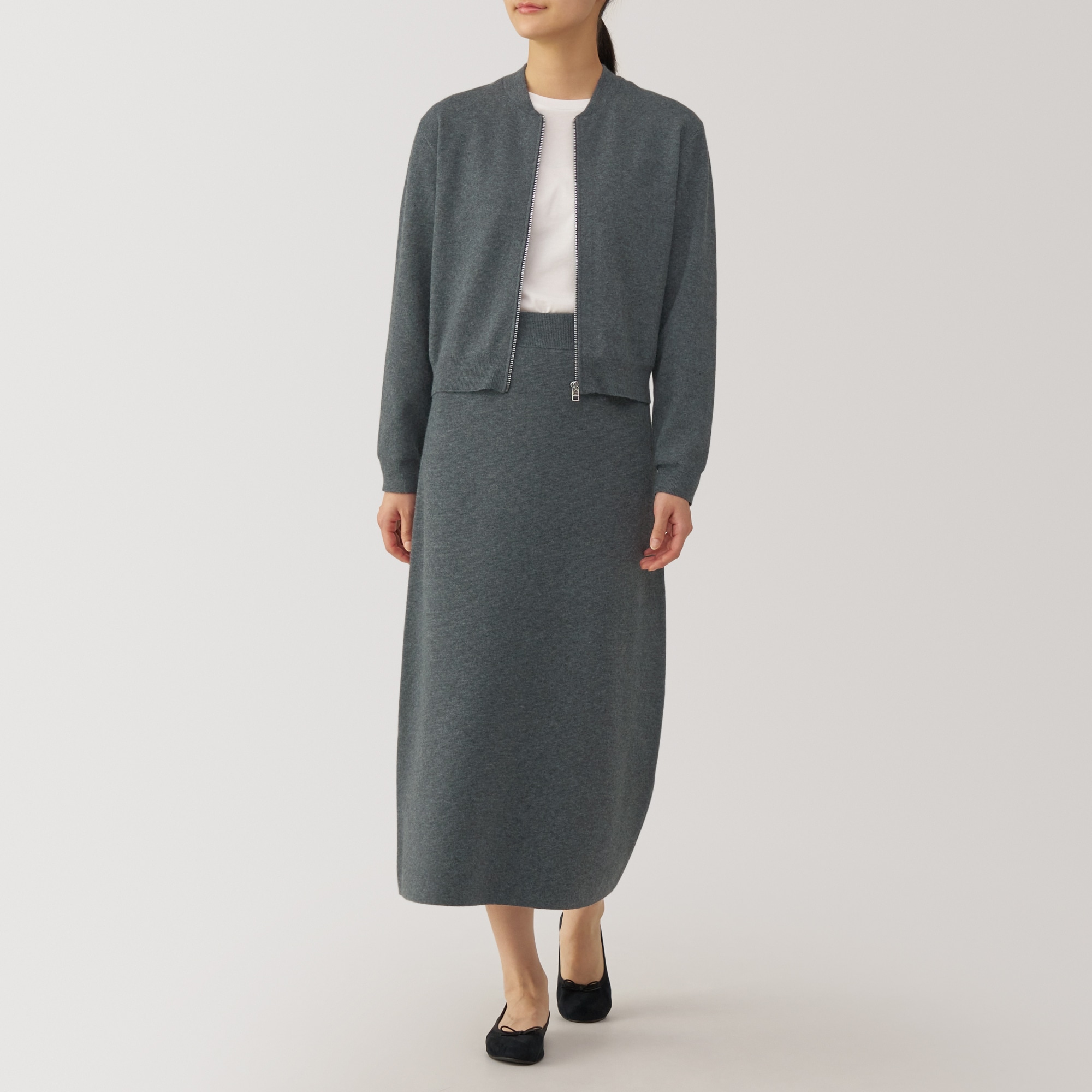 婦人　洗えるミラノリブ編みスカート