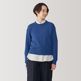 婦人　洗えるウールミドルゲージクルーネックセーター