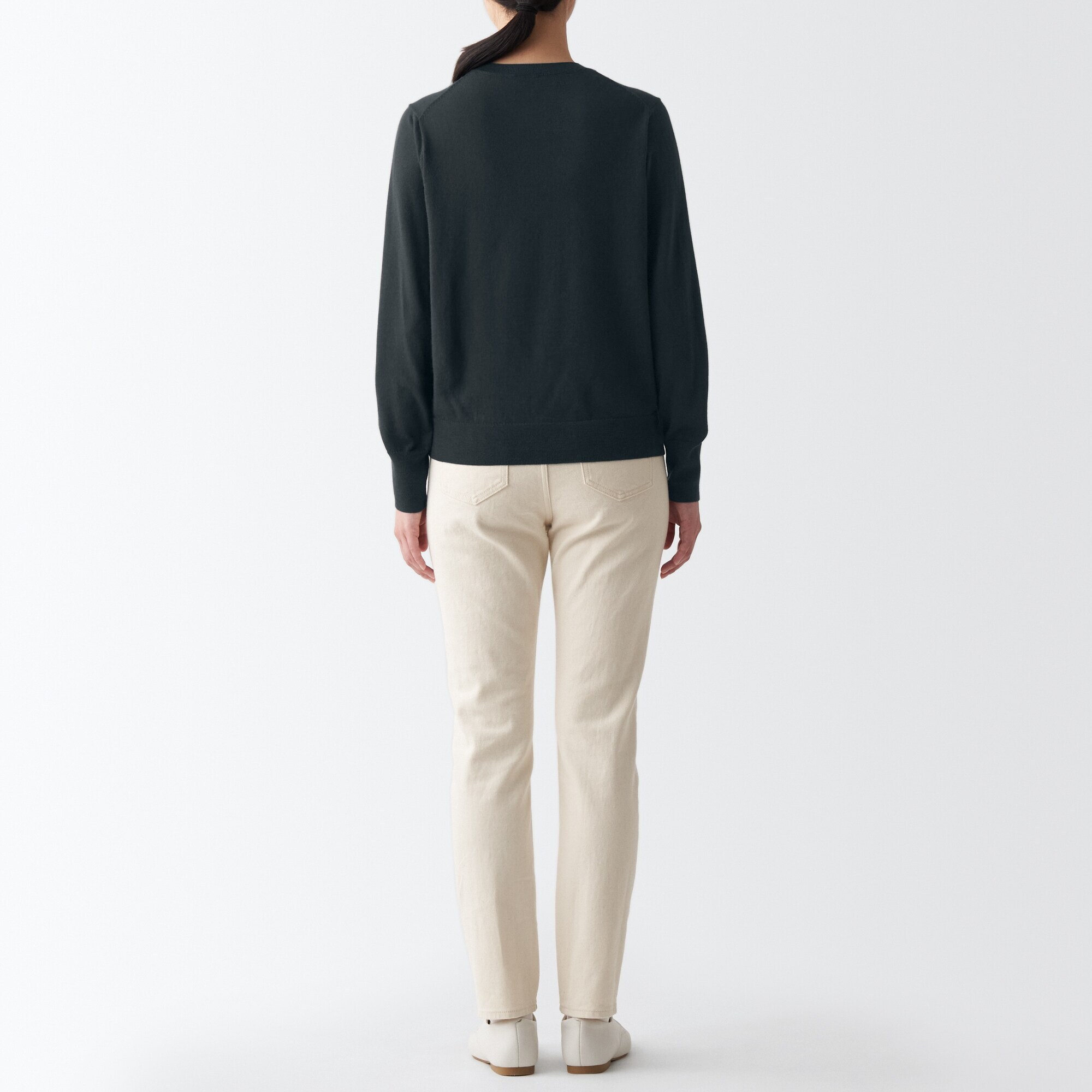 婦人　洗えるウールハイゲージクルーネックセーター