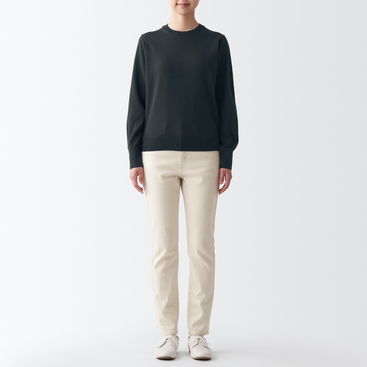 婦人　洗えるウールハイゲージクルーネックセーター