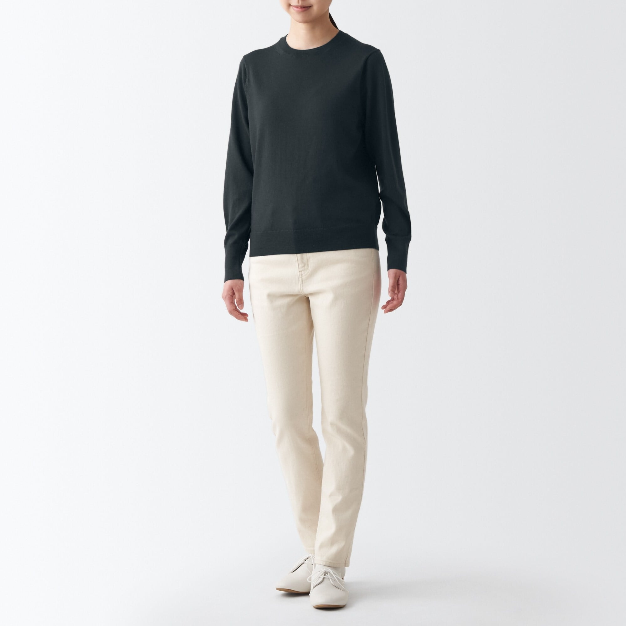 婦人　洗えるウールハイゲージクルーネックセーター