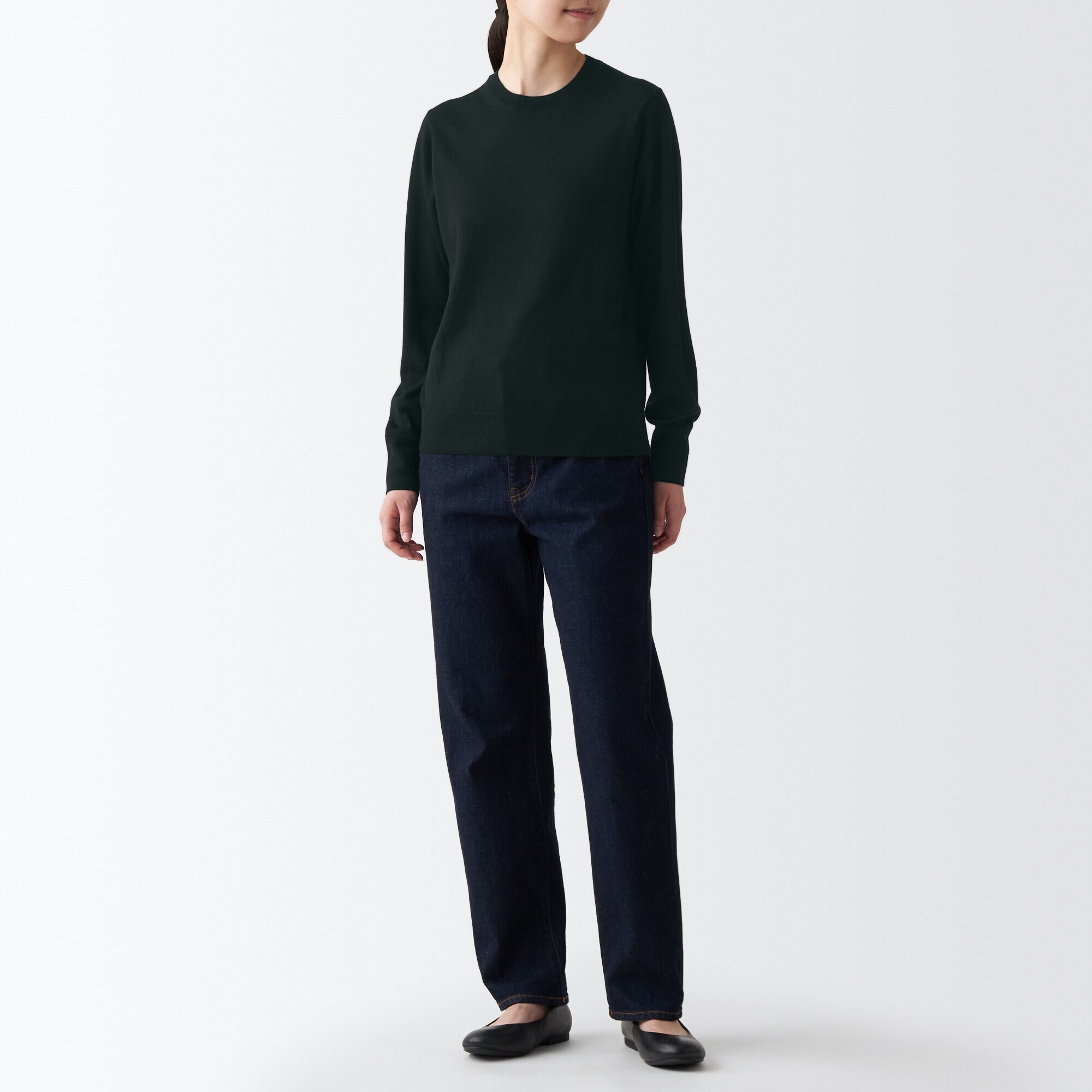 婦人　洗えるウールハイゲージクルーネックセーター