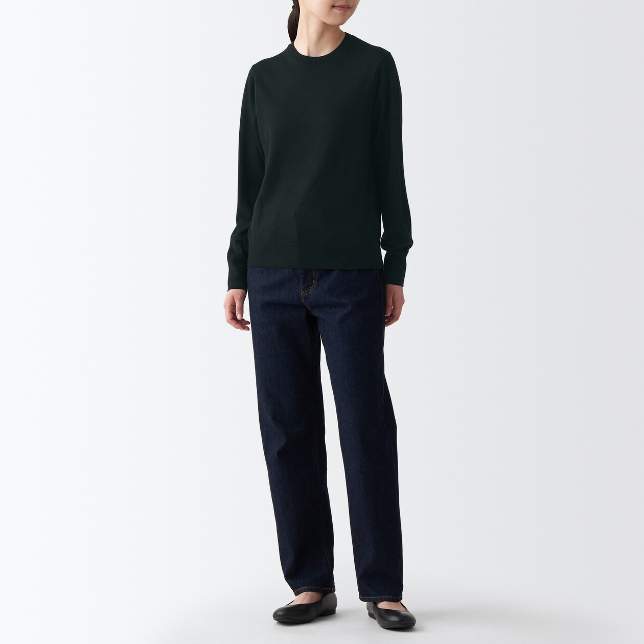 婦人　洗えるウールハイゲージクルーネックセーター