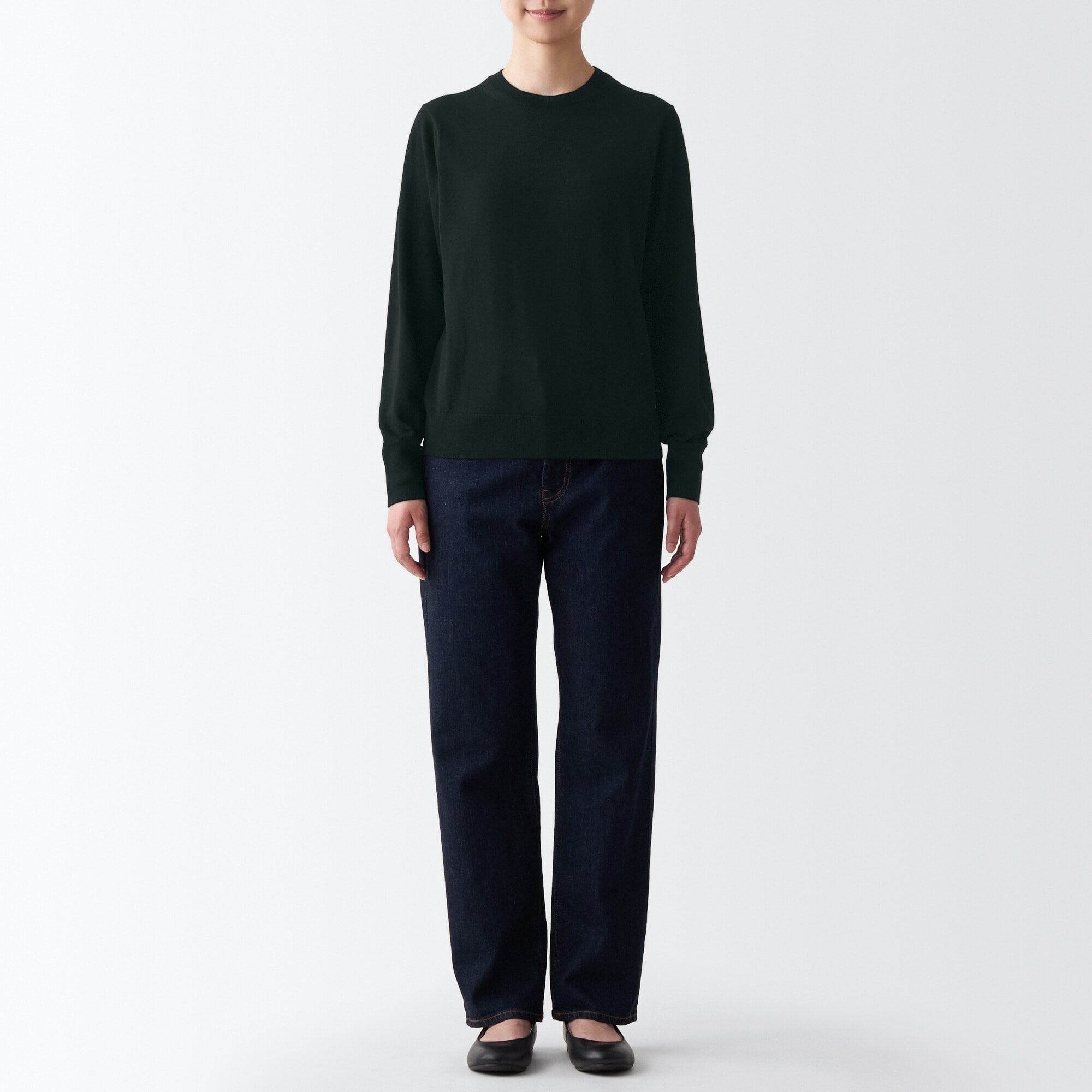 婦人　洗えるウールハイゲージクルーネックセーター