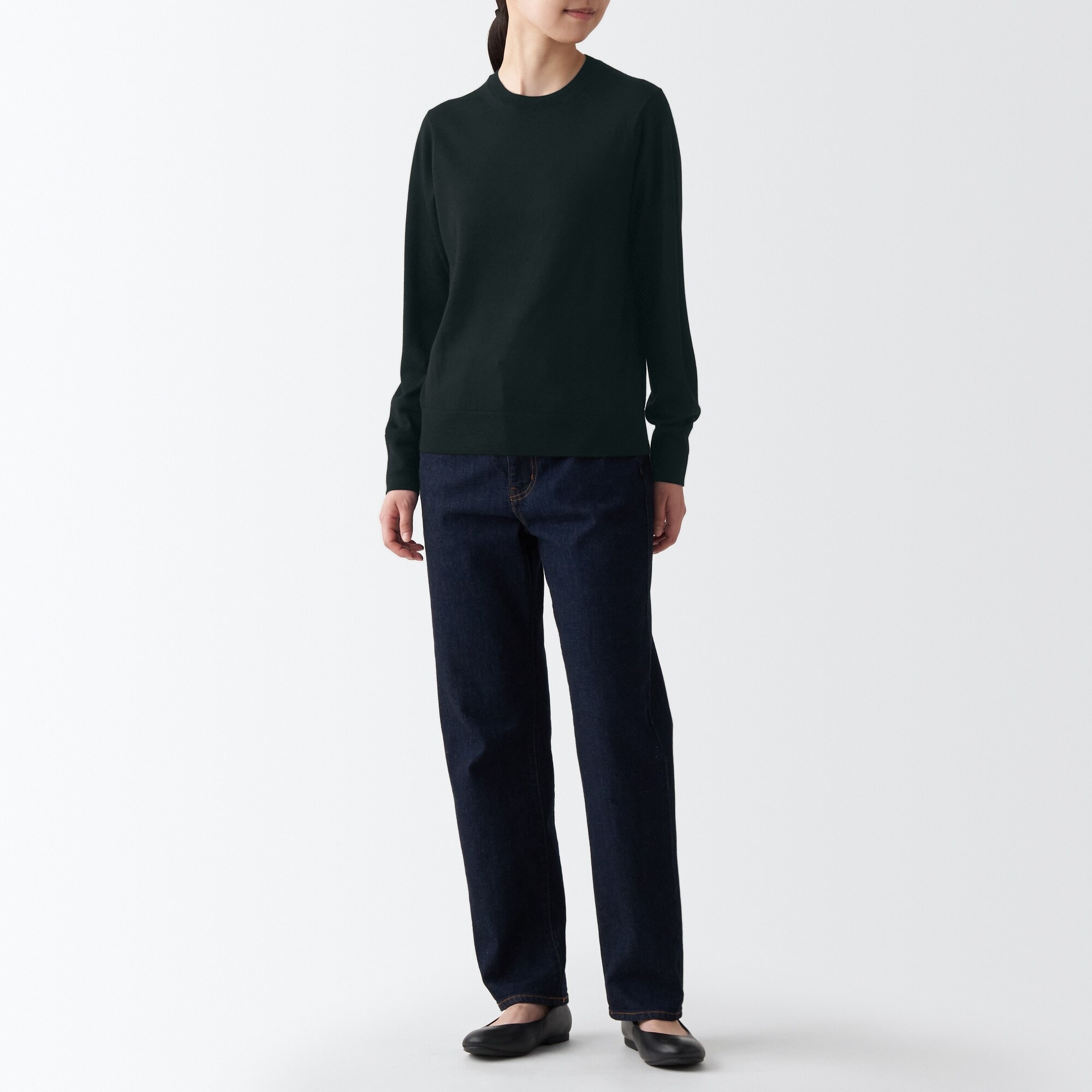 婦人　洗えるウールハイゲージクルーネックセーター