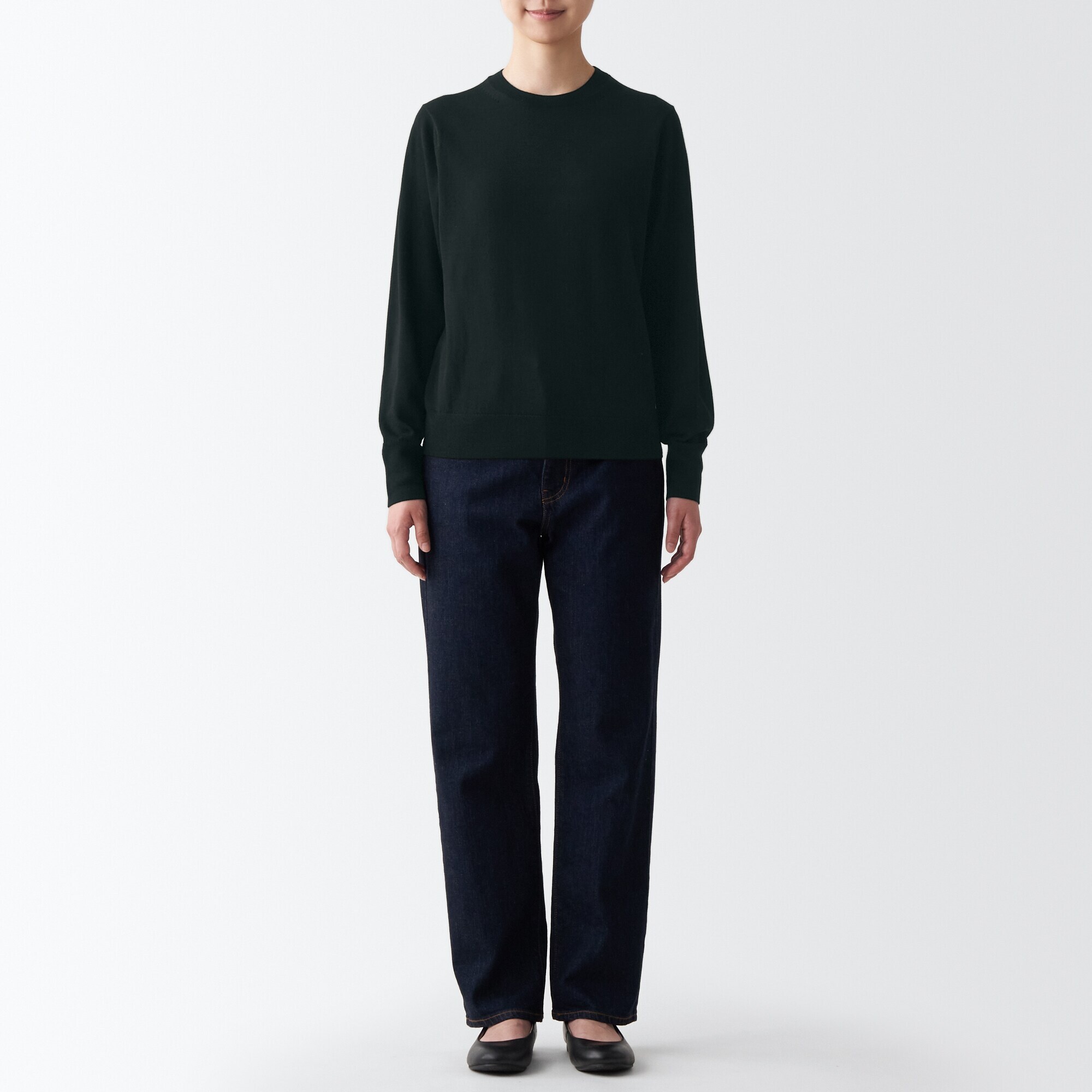 婦人　洗えるウールハイゲージクルーネックセーター