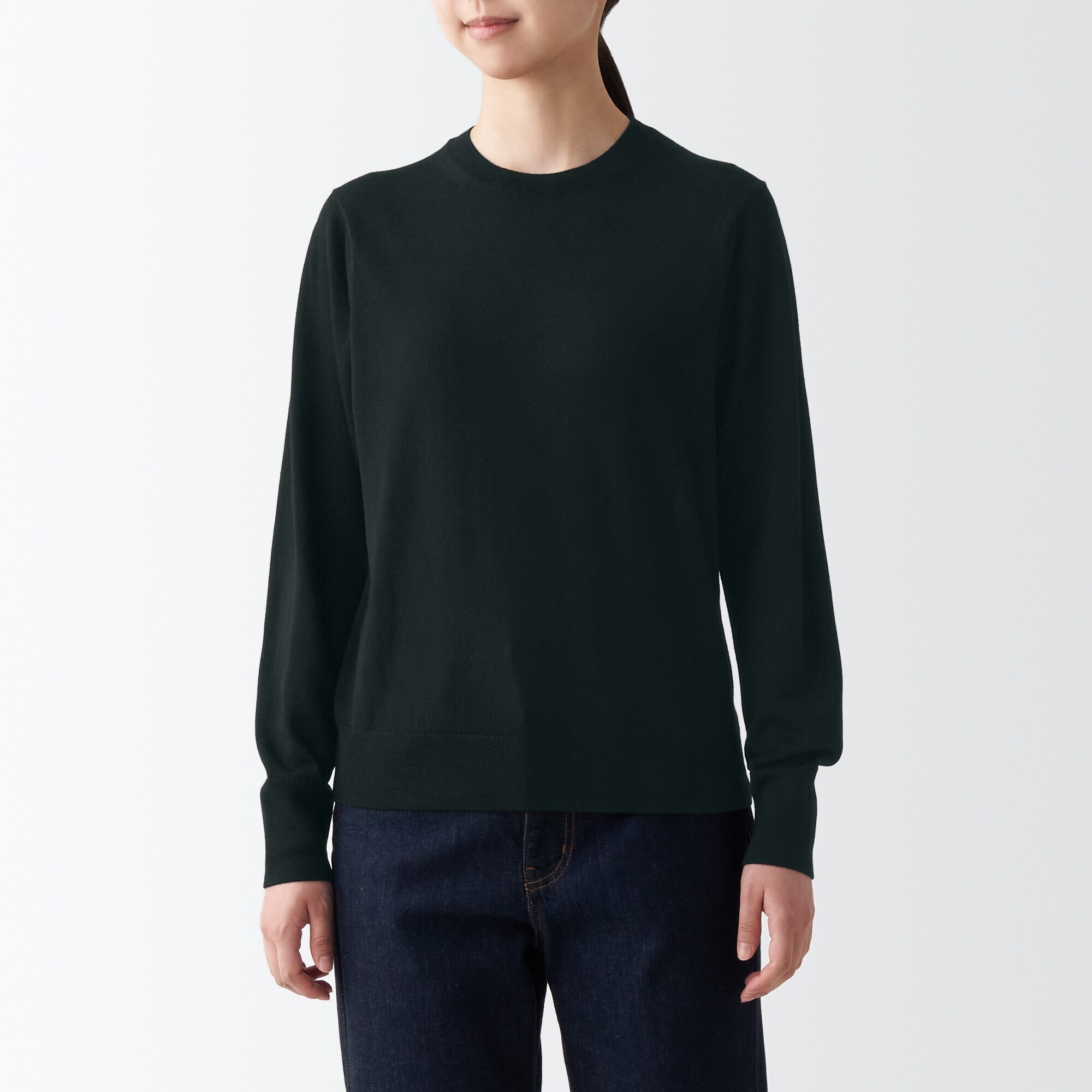 婦人　洗えるウールハイゲージクルーネックセーター