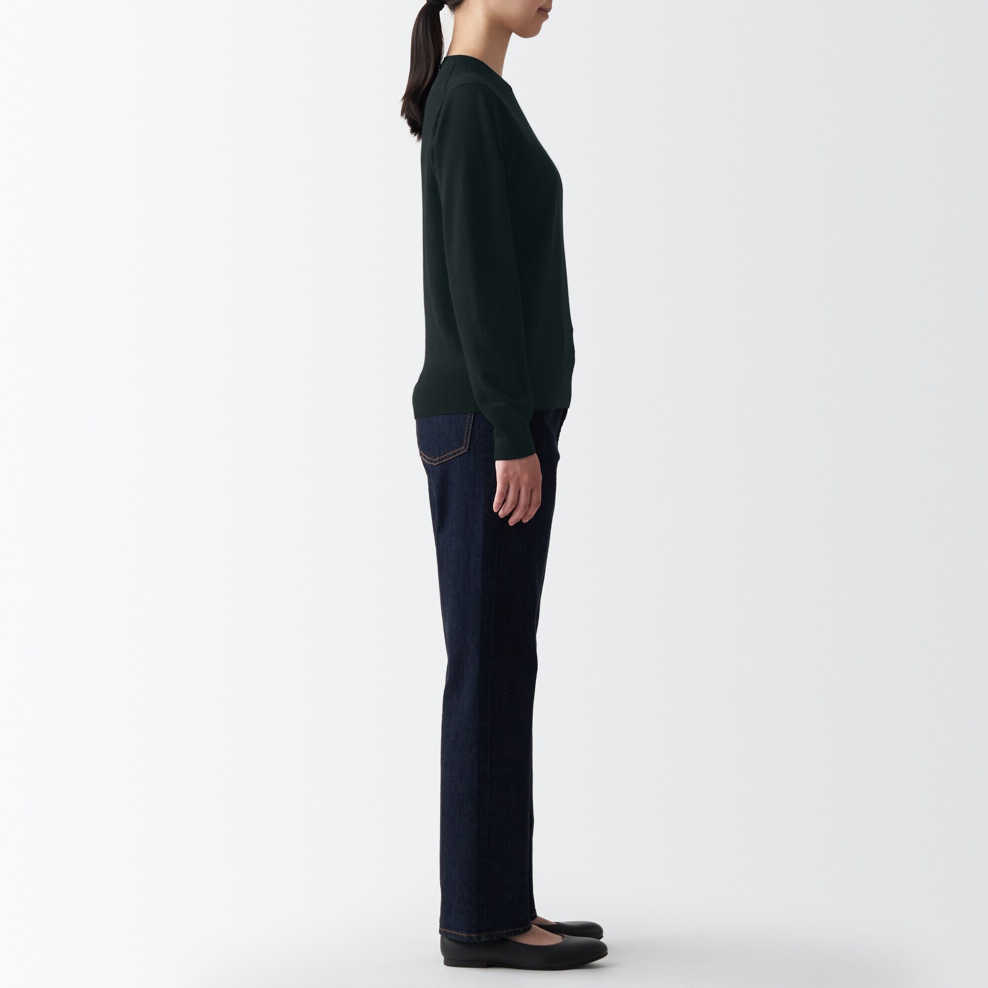 婦人　洗えるウールハイゲージクルーネックセーター