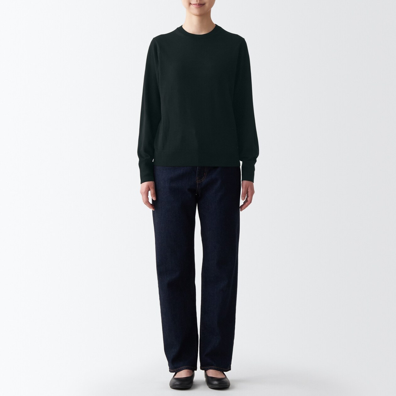 婦人　洗えるウールハイゲージクルーネックセーター