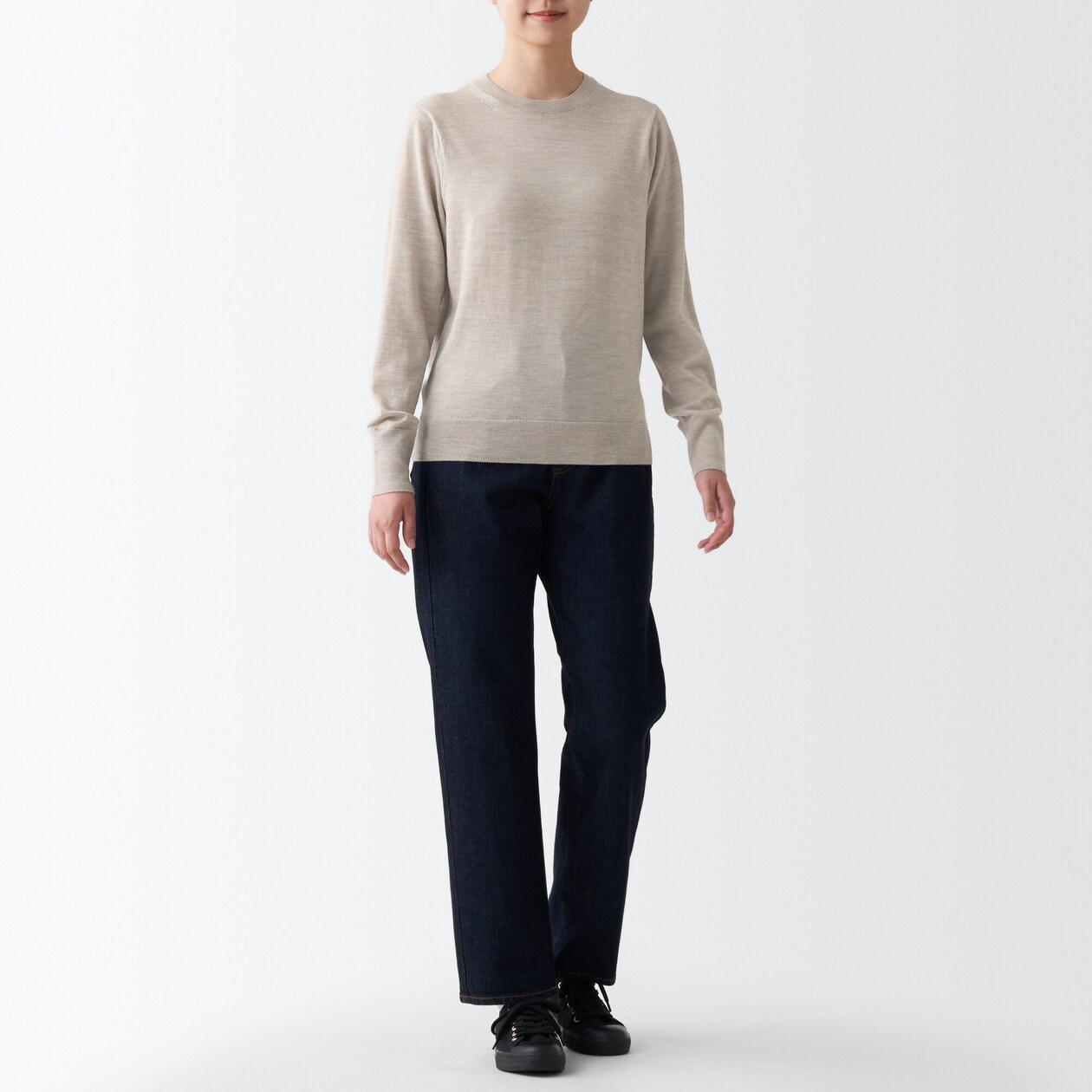 婦人　洗えるウールハイゲージクルーネックセーター