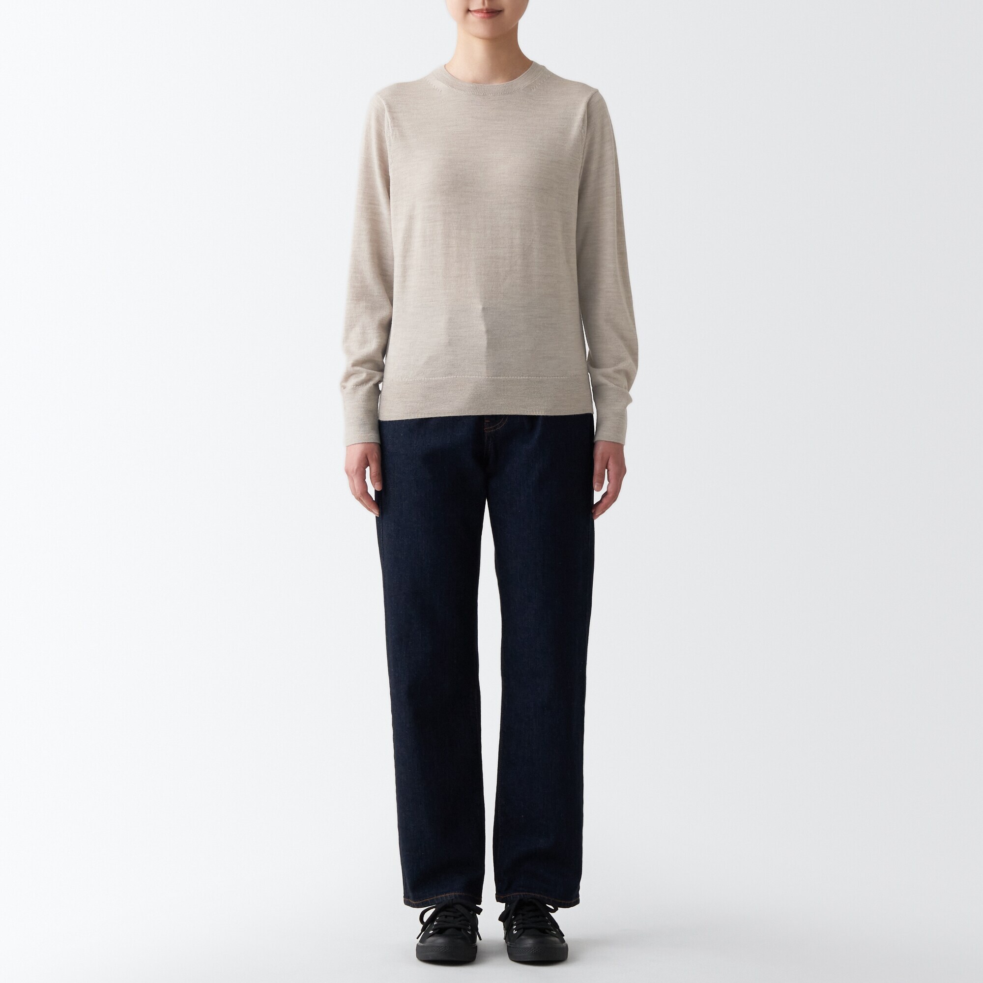 婦人　洗えるウールハイゲージクルーネックセーター