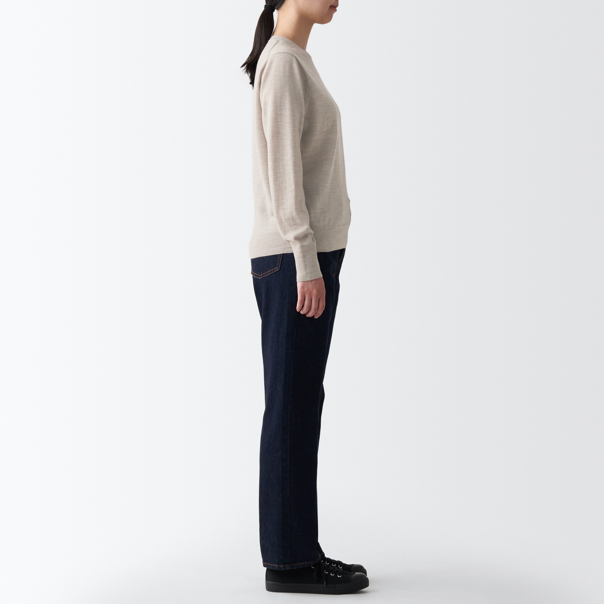 婦人　洗えるウールハイゲージクルーネックセーター