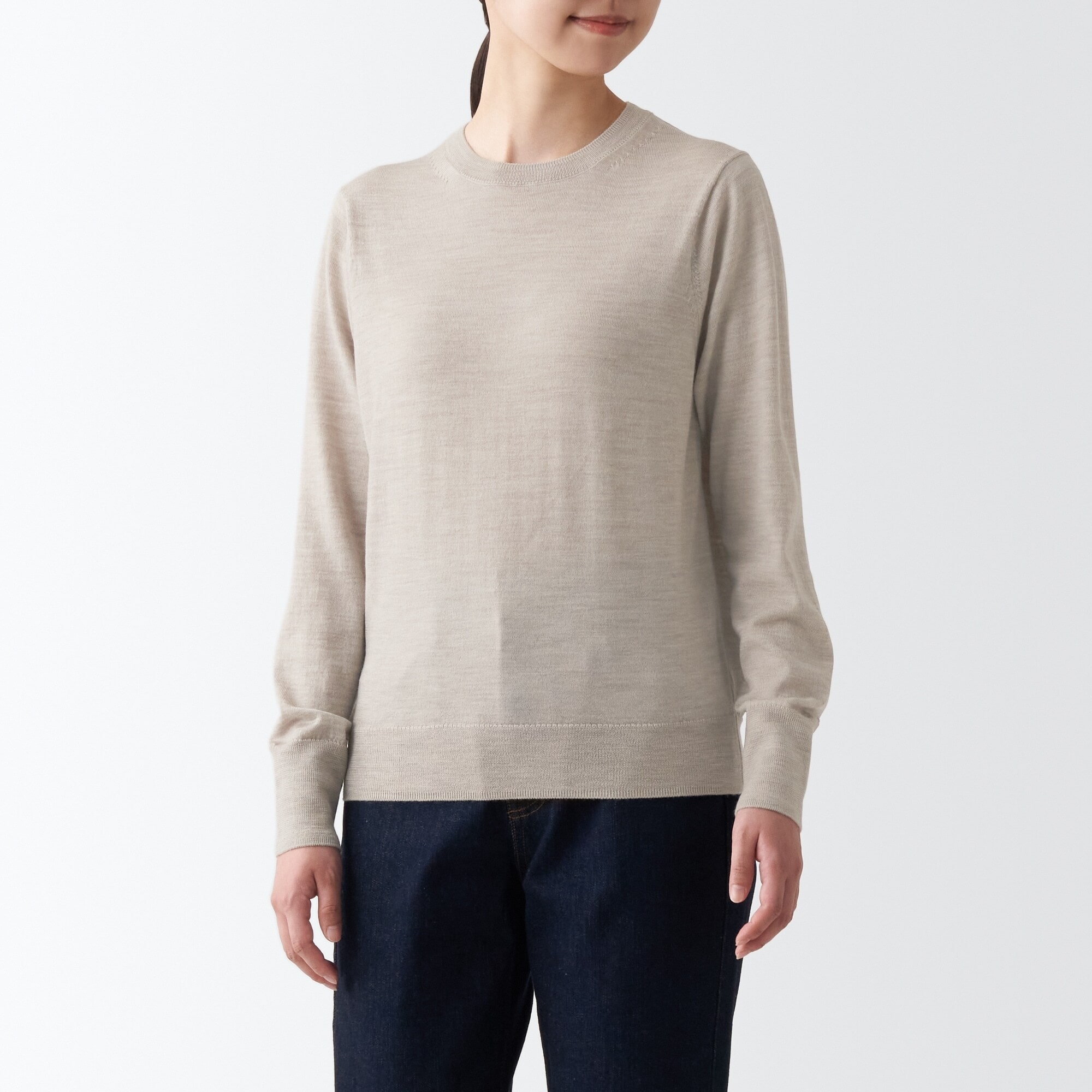 婦人　洗えるウールハイゲージクルーネックセーター