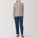 婦人　洗いざらしデニム　イージーテーパードパンツ