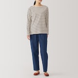 婦人　洗いざらしデニム　イージーテーパードパンツ