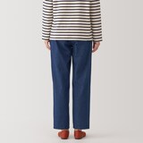 婦人　洗いざらしデニム　イージーテーパードパンツ