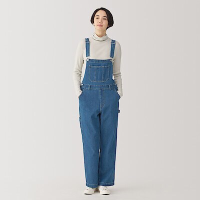 婦人　木の実から作ったカポック混　デニムオーバーオール