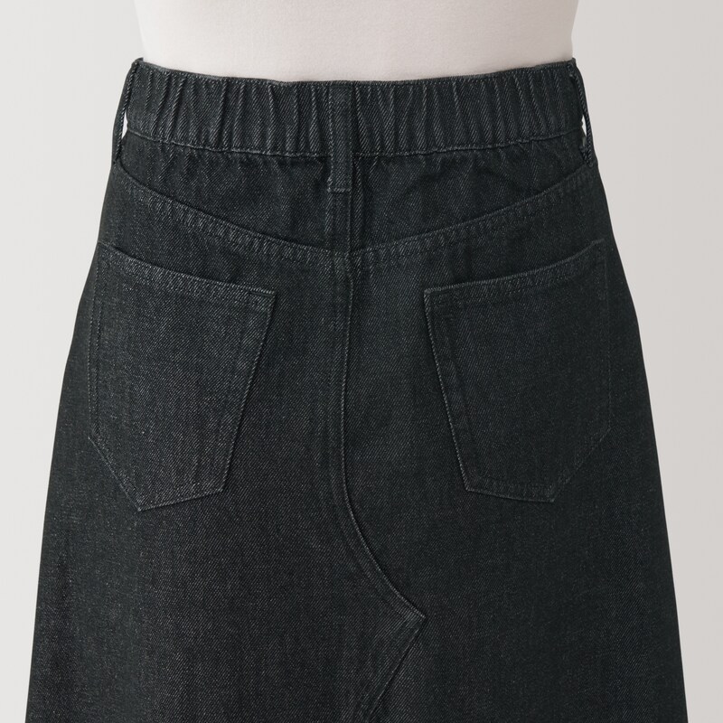 婦人 木の実から作ったカポック混 デニムAラインスカート 黒 | 無印良品 