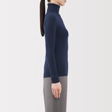 婦人　洗えるウールハイゲージリブタートルネックセーター