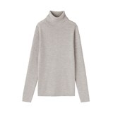 婦人　洗えるウールハイゲージリブタートルネックセーター