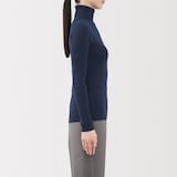 婦人　洗えるウールハイゲージリブタートルネックセーター